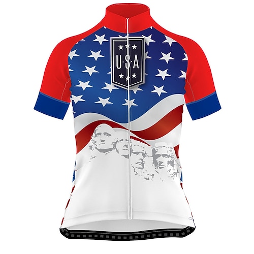 

21Grams Women's Short Sleeve Cycling Jersey Bike Jersey Top with 3 Rear Pockets Mountain Bike MTB Road Bike Cycling Breathable Quick Dry Moisture Wicking Red Blue USA Spandex Polyester Sports