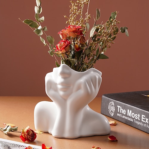 

art portrait pot de fleur objets décoratifs résine moderne contemporain pour la décoration de la maison cadeaux 1 pc