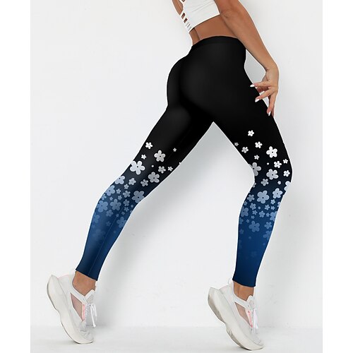 

Women's Tights Leggings Green Blue Purple Mid Waist Designer Hip-Hop Athleisure Leisure Sports Yoga Print Stretchy Ankle-Length Tummy Control Flower / Floral S M L XL XXL / Skinny