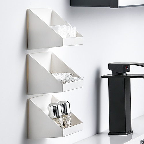 

1 Pc Mirror Cabinet Storage Box Layered Storage Rack for Small Items Classified and Sorted Japanese Inclined Storage Box Under the Partition White