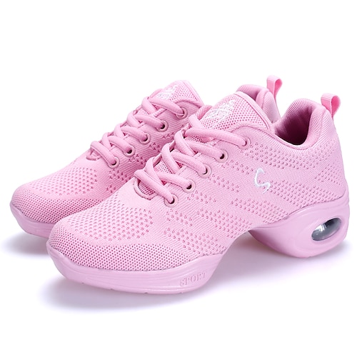 

Women's Dance Sneakers Hip Hop Training Practice Professional Professional Breaking/ Square Dance Sneaker Round Toe Lace-up Teenager Adults' White Black Rosy Pink