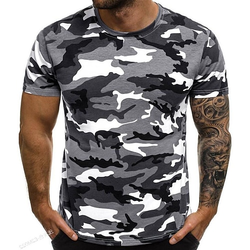 

Men's Tee / T-shirt Crew Neck Camouflage Sport Athleisure Shirt Short Sleeve Warm Breathable Soft Comfortable Everyday Use Street Casual Athleisure Daily Outdoor