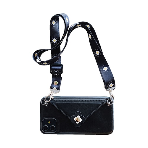 

Phone Case For Apple Wallet Card iPhone 13 Pro Max 12 11 SE 2022 X XR XS Max 8 7 Wallet Dustproof with Removable Cross Body Strap Solid Colored PC PU Leather