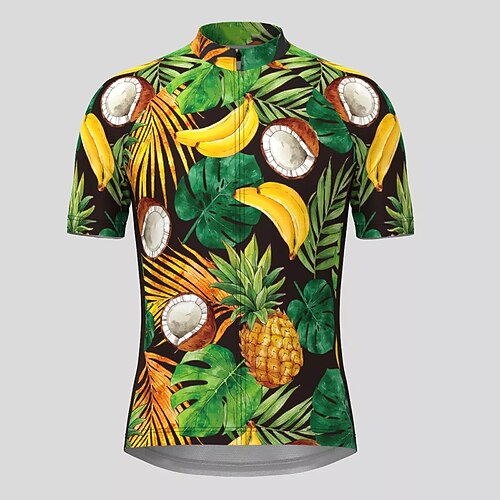 

21Grams Men's Cycling Jersey Short Sleeve Bike Top with 3 Rear Pockets Mountain Bike MTB Road Bike Cycling Breathable Quick Dry Moisture Wicking Reflective Strips Green Yellow Orange Fruit Polyester