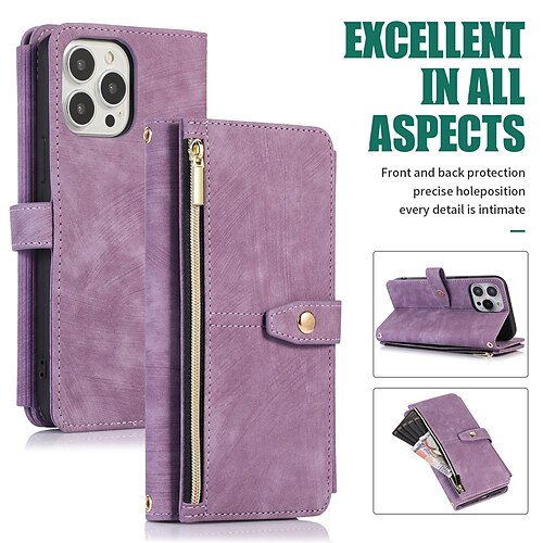 

Phone Case For Apple Wallet Card iPhone 13 12 11 Pro Max X XR XS Max Magnetic Dustproof Four Corners Drop Resistance Solid Colored PU Leather