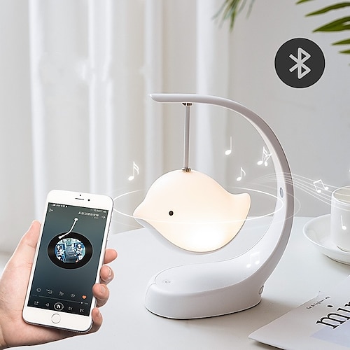 

LED Creative Bird Night Light Bluetooth Speaker Colorful Home Decoration Bedroom Desktop Bedside Charging Music Table Lamp Romantic Touch Atmosphere Light Sleep Companion Table Lamp Children's Gift