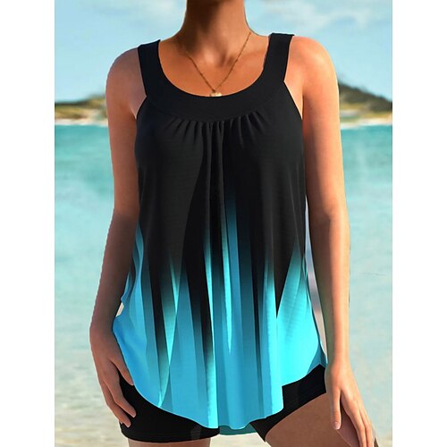 

Women's Swimwear Tankini 2 Piece Normal Swimsuit High Waisted Ombre Black Padded Strap Bathing Suits Sports Vacation Sexy / New