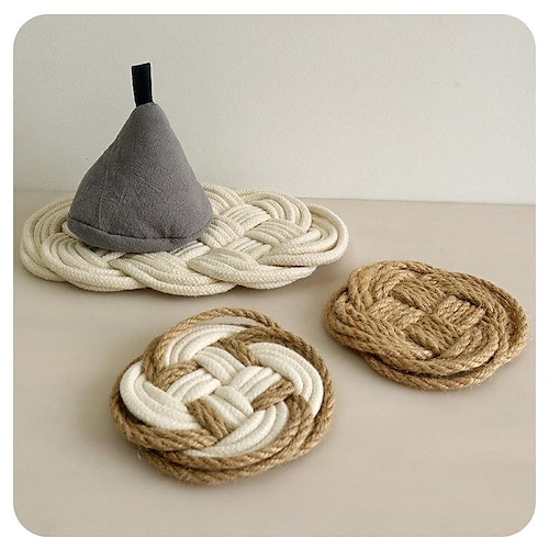 

Trivets for Hot Dishes,Kitchen Hot Pads for Countertops,Woven Wood Place Mats for Dining Table,Heat Resistant Holders