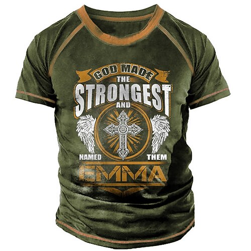 

Men's Unisex T shirt Tee 3D Print Graphic Prints Cross Letter Crew Neck Street Daily Print Short Sleeve Tops Designer Casual Big and Tall Sports Black Blue Army Green / Summer