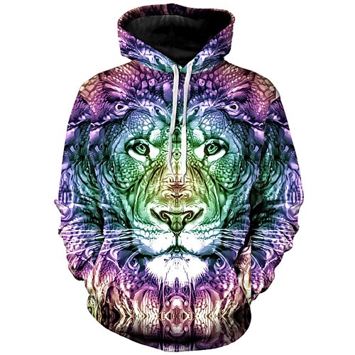 

Men's Unisex Pullover Hoodie Sweatshirt Graphic Prints Animal Print Daily Sports 3D Print Designer Casual Hoodies Sweatshirts Purple