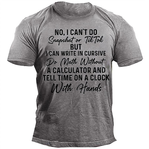 

Men's T shirt Tee Hot Stamping Graphic Patterned Letter Round Neck Street Daily Print Short Sleeve Tops Casual Fashion Comfortable Gray / Summer