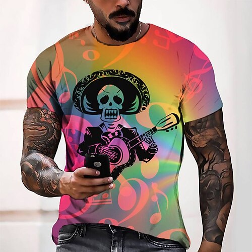 

Men's Tee T shirt Tee 3D Print Graphic Round Neck Casual Daily 3D Print Short Sleeve Tops Designer Fashion Cool Comfortable Red / Summer