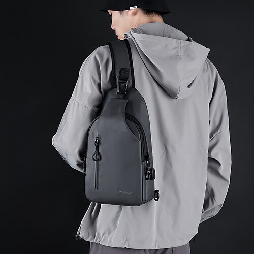 

Men's Sling Shoulder Bag Nylon Synthetic Zipper Solid Color Daily Outdoor Green Black Blue Gray