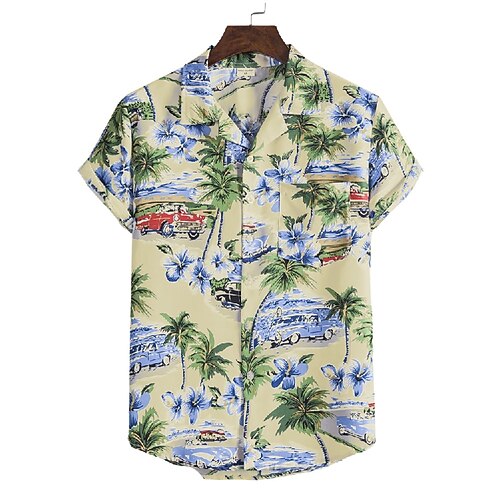 

Men's Shirt 3D Print Graphic Prints Turndown Vacation Beach Print Short Sleeve Tops White