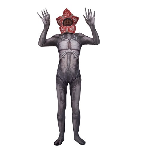 

Stranger Things Hellfire Club Monstre végétal Combinaison Morphsuit Homme Femme Cosplay de Film Cosplay Gris Costume Zentai Mascarade Polyester