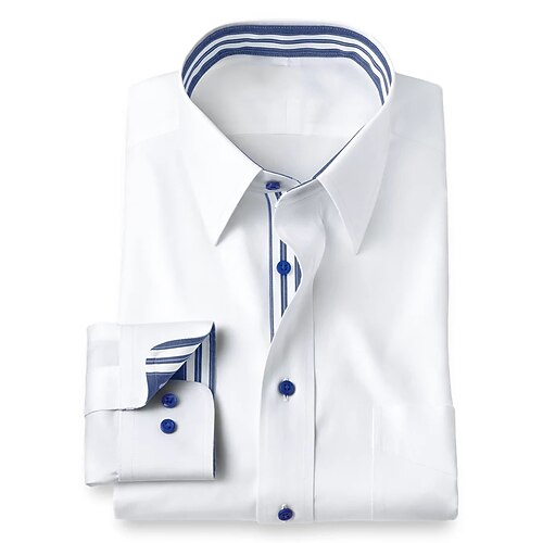 

Men's Shirt Striped Turndown Street Casual Button-Down Long Sleeve Tops Business Casual Fashion Breathable White / Summer