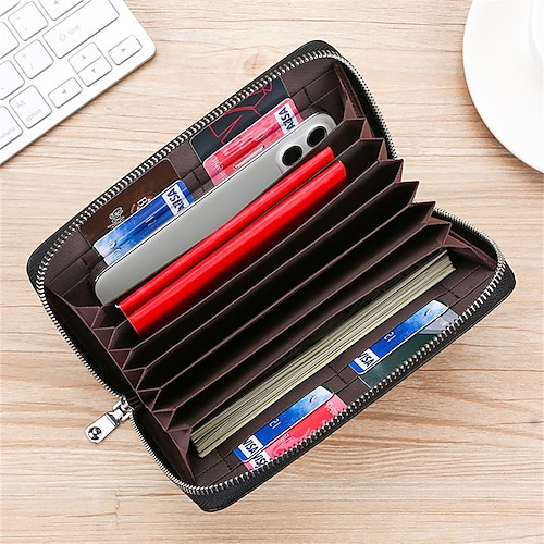 

Leather Passbook Bag Rfid Anti-theft Swipe Multi-card Account Book Bag Bottom Anti-lost Leak-proof Coin Purse