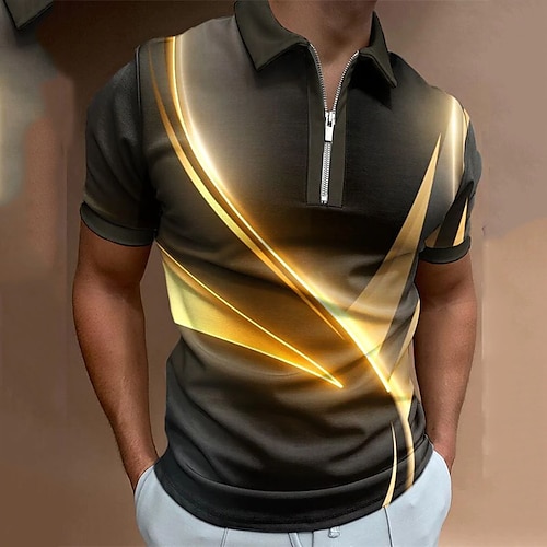 

Herren Poloshirt Golfhemd Streamer Umlegekragen Schwarz Rosa Blau Purpur Grün 3D-Druck Strasse Täglich Kurzarm Zip 3D Bekleidung Modisch Casual Atmungsaktiv Komfortabel