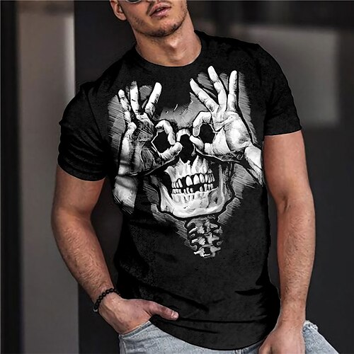 

Men's Unisex T shirt Tee Skull Graphic Prints Crew Neck Black 3D Print Outdoor Street Short Sleeve Print Clothing Apparel Sports Designer Casual Big and Tall / Summer / Summer