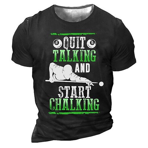 

Men's Unisex T shirt Tee Letter Graphic Prints Crew Neck Army Green Navy Blue Gray Black 3D Print Billiards Outdoor Street Short Sleeve Print Clothing Apparel Vintage Sports Designer Casual / Summer