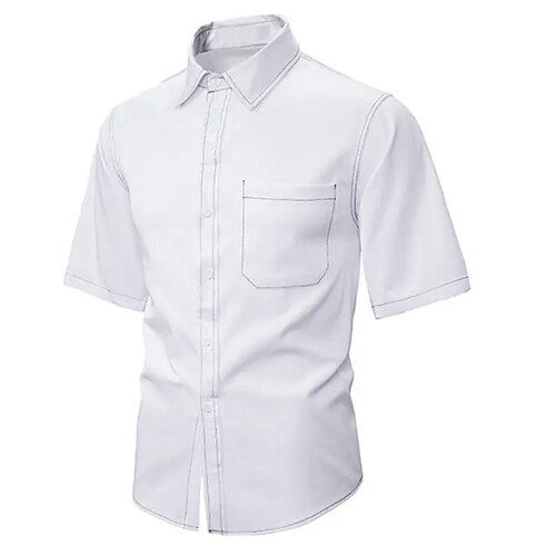 

Men's Shirt Solid Color Turndown Wedding Street Button-Down Long Sleeve Tops Casual Breathable Comfortable White