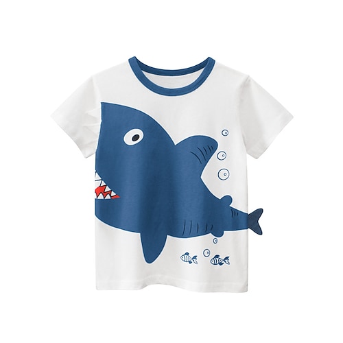 

Kids Boys T shirt Shark Daily Short Sleeve Crewneck Active 2-8 Years Spring White