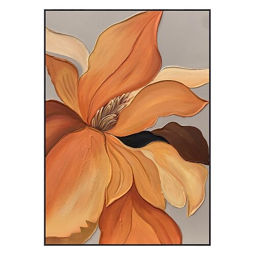 

Handmade Hand Painted Oil Painting Wall Art Orange Canvas Painting Flower Home Decoration Decor Rolled Canvas No Frame Unstretched