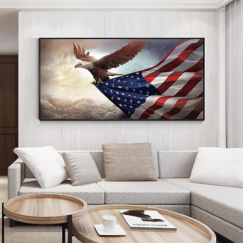 

living room modern minimalist mural canvas painting core american flag banner bedroom bedside painting fbh03