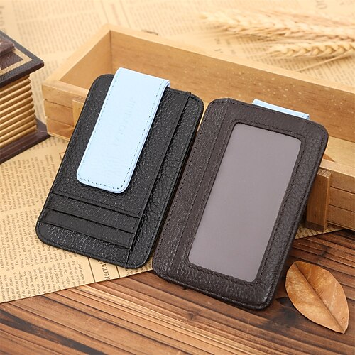 

Men's First Layer Cowhide Beauty Money Clip Magnetic Buckle Genuine Leather Coin Purse Card Holder Money Clip