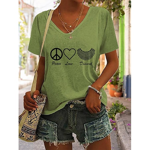 

Women's PaceLoveDissent Print V Neck T-shirt
