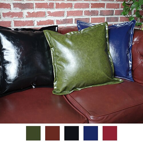 

1 pcs PU Waterproof Polyester Pillow Cover Solid Color Vintage Square Seamed Traditional Classic