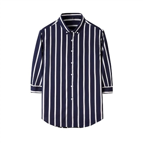 

Men's Shirt Striped Square Neck Casual Daily Button-Down Tops Business Casual Black and Red Black / White Red / White