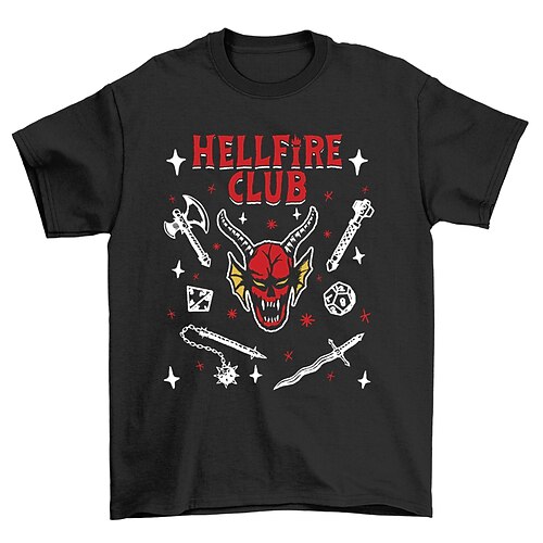 

Inspired by Stranger Things Eleven Hellfire Club T-shirt Anime 100% Polyester Anime Harajuku Graphic Kawaii T-shirt For Men's / Women's / Couple's