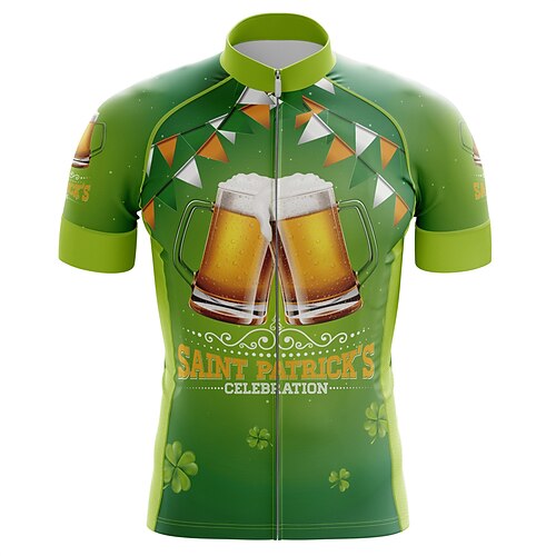 

21Grams Men's Cycling Jersey Short Sleeve Bike Top with 3 Rear Pockets Mountain Bike MTB Road Bike Cycling Breathable Quick Dry Moisture Wicking Reflective Strips Green Polyester Spandex Sports