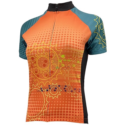 

21Grams Women's Short Sleeve Cycling Jersey Bike Jersey Top with 3 Rear Pockets Mountain Bike MTB Road Bike Cycling Breathable Quick Dry Moisture Wicking Blue Orange Polka Dot Gear Spandex Polyester