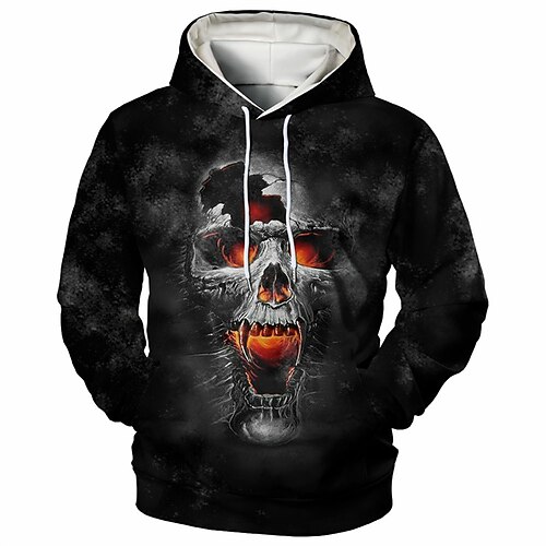 

Men's Unisex Pullover Hoodie Sweatshirt Graphic Prints Skull Print Daily Sports 3D Print Designer Casual Hoodies Sweatshirts Black