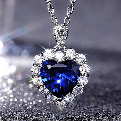 

Pendant Necklace Women's Blue 42 cm Necklace Jewelry 1pc for Daily Heart Shape