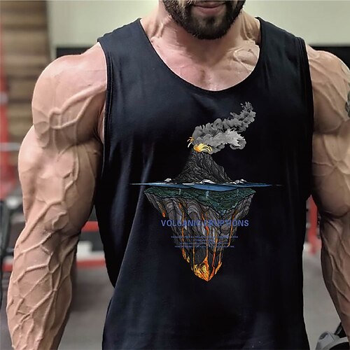 

Men's Tank Top Vest Graphic Prints Flame Crew Neck Gray White Black Hot Stamping Plus Size Outdoor Daily Sleeveless Print Clothing Apparel Fashion Designer Classic Hawaiian / Summer / Summer / Sports