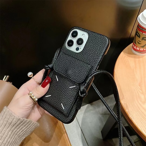 

Phone Case For Apple Wallet Card iPhone 13 Pro Max 12 11 X XR XS Max Wallet Dustproof with Removable Cross Body Strap Solid Colored TPU