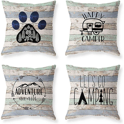 

Vintage Adventure Double Side Cushion Cover 4PC Soft Decorative Square Throw Pillow Cover Cushion Case Pillowcase for Bedroom Livingroom Superior Quality Machine Washable Indoor Cushion for Sofa Couch Bed Chair