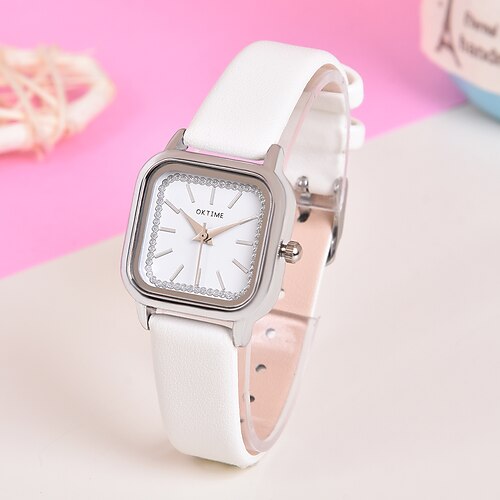 

Fashion Oktime Ladies Women Quartz Watch Diamond Square Casual Wristwatches