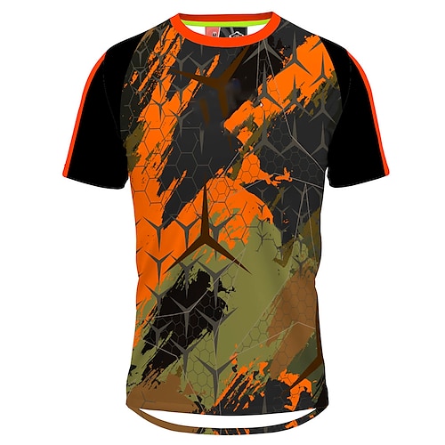 

21Grams Men's Downhill Jersey Dirt Bike Jersey Short Sleeve Mountain Bike MTB Road Bike Cycling Orange Graffiti Bike Jersey Breathable Quick Dry Moisture Wicking Polyester Spandex Sports Graffiti