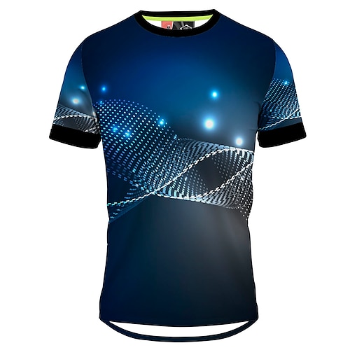 

21Grams Men's Downhill Jersey Dirt Bike Jersey Short Sleeve Mountain Bike MTB Road Bike Cycling Blue Geometic Bike Jersey Breathable Quick Dry Moisture Wicking Polyester Spandex Sports Geometic