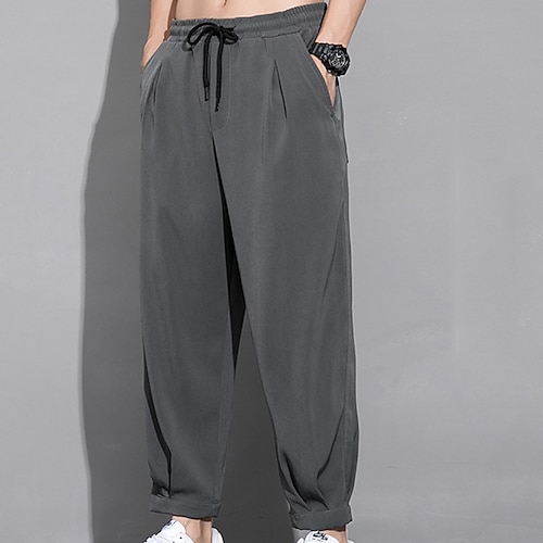 

Men's Joggers Trousers Track Pants Casual Pants Drawstring Elastic Waist Solid Colored Breathable Soft Casual Daily Holiday Fashion Simple Black Gray Micro-elastic