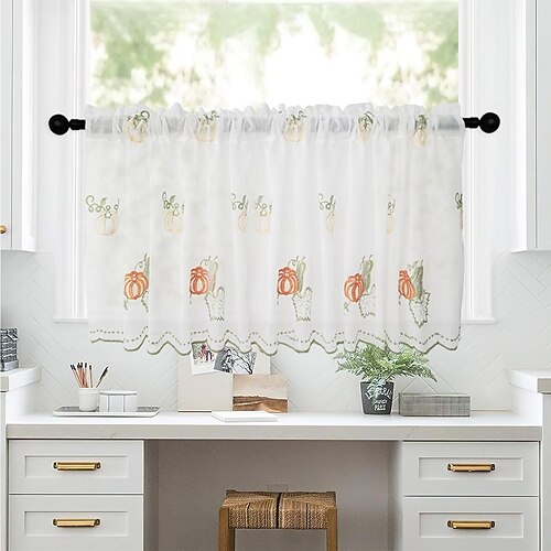 

Valance Rod Pocket Tier White Curtain Farmhouse, Kitchen Living Room Window Tier Curtain Farmhouse,Door Curatin, Girls Bedroom Cascade