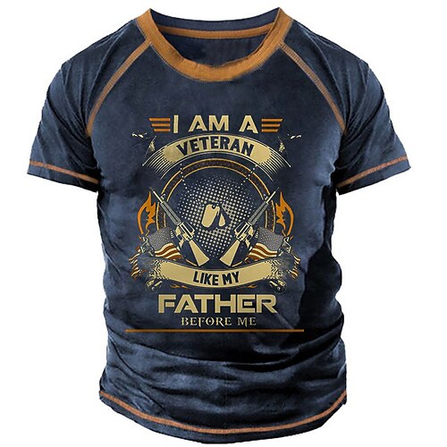 

Men's Unisex T shirt Tee 3D Print Graphic Prints Weapon Letter Crew Neck Street Daily Print Short Sleeve Tops Designer Casual Big and Tall Sports Army Green Dark Gray Navy Blue / Summer
