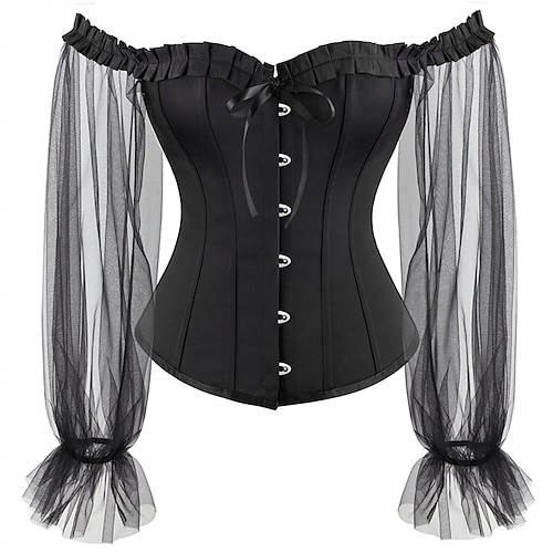 

Corset Women's Corsets Office Halloween Party & Evening Club Black Breathable Comfortable Overbust Corset Hook & Eye Lace Up Backless Tummy Control Push Up Pure Color All Seasons / Bow / Bow