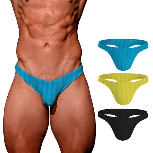 

Men's Basic Panties Briefs 1 PC Underwear Fashion Simple Sexy Basic Pure Color Cotton Mid Waist Touch of Sensation Comfort Black Blue Yellow M L XL