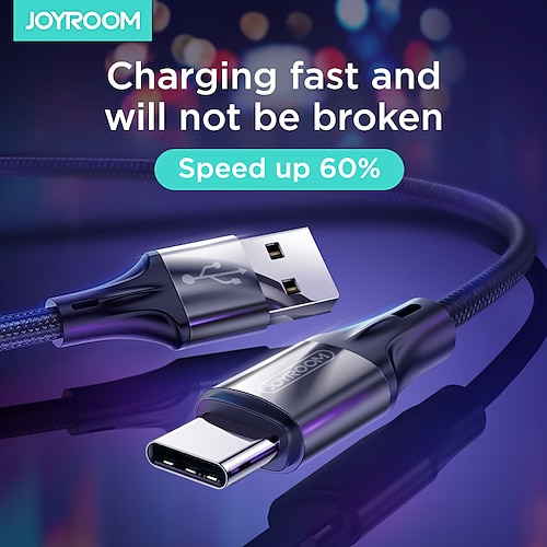 

1 Pack Joyroom USB C Cable 3.3ft 5ft USB A to USB C 3 A Charging Cable Fast Charging High Data Transfer Nylon Braided Durable For Samsung Xiaomi Huawei Phone Accessory