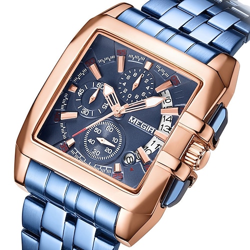

Megir Business Men'S Watch Luminous Chronograph Calendar Trend Multi-Function Timing Steel Belt Quartz Watch